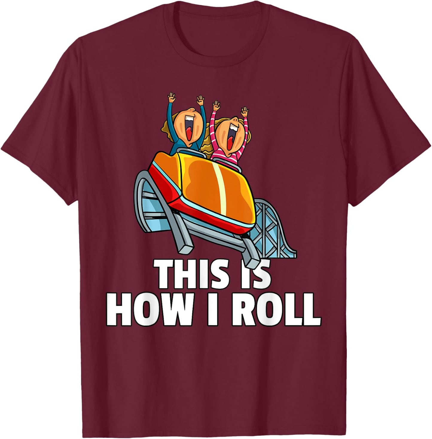 Roller Coaster Gift Amusement Theme Park T-Shirt - T-Shirt | Maroon
