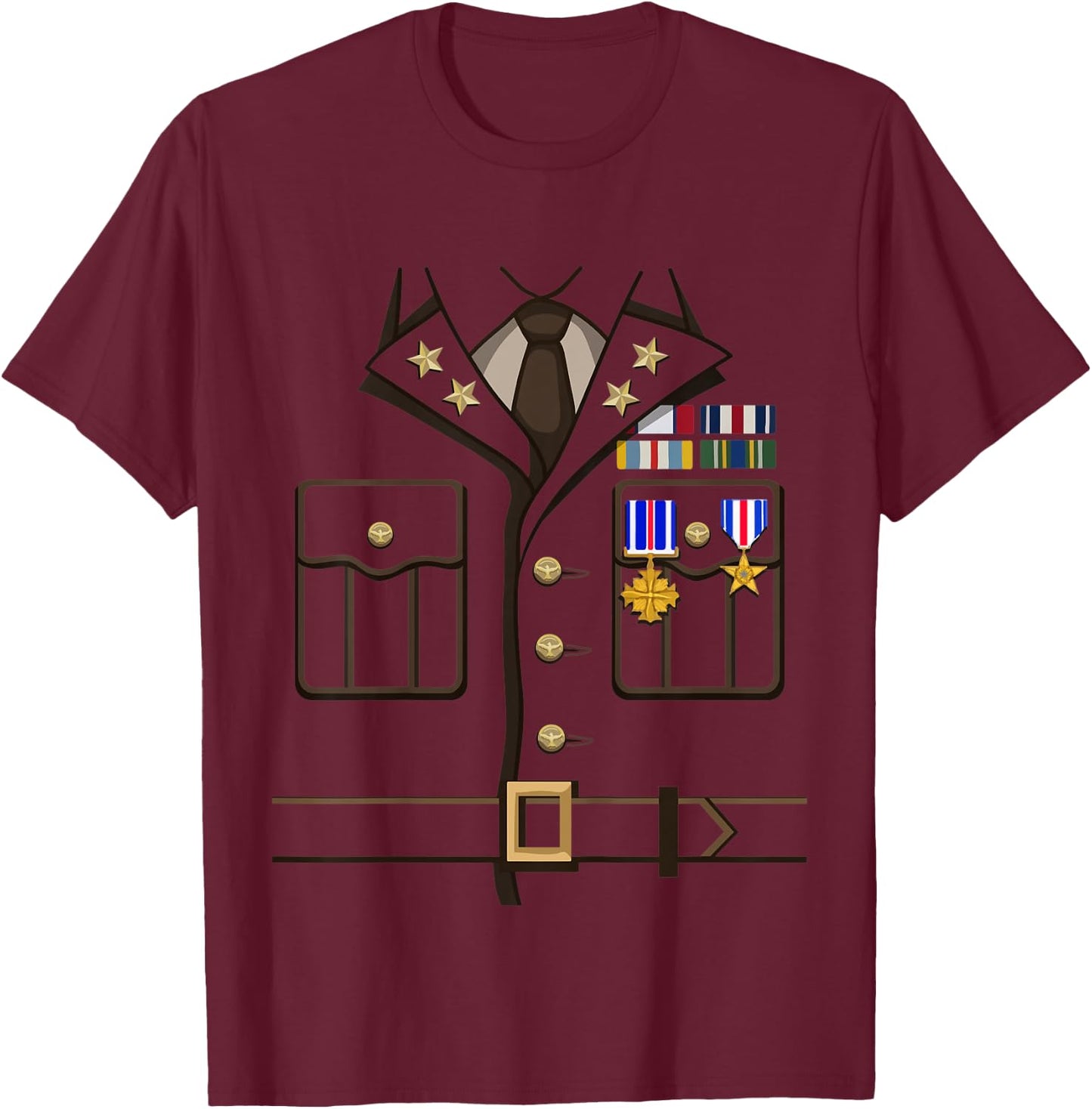Kids Military Outfit for Kids Soldier Officer Halloween Costume T-Shirt - T-Shirt | Maroon