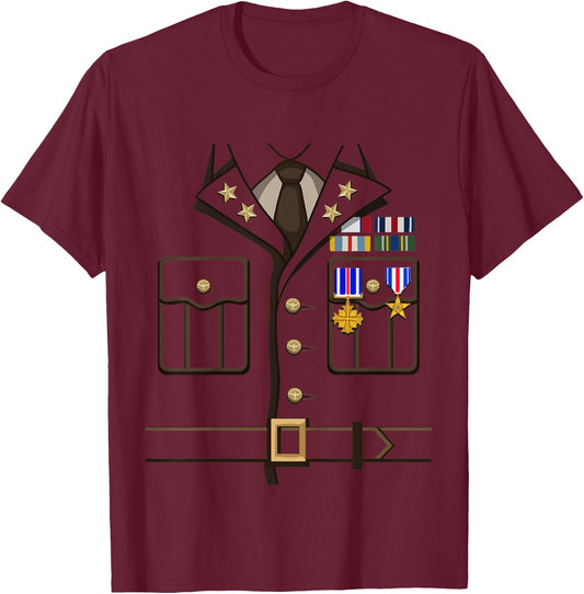 Kids Military Outfit for Kids Soldier Officer Halloween Costume T-Shirt - T-Shirt | Maroon