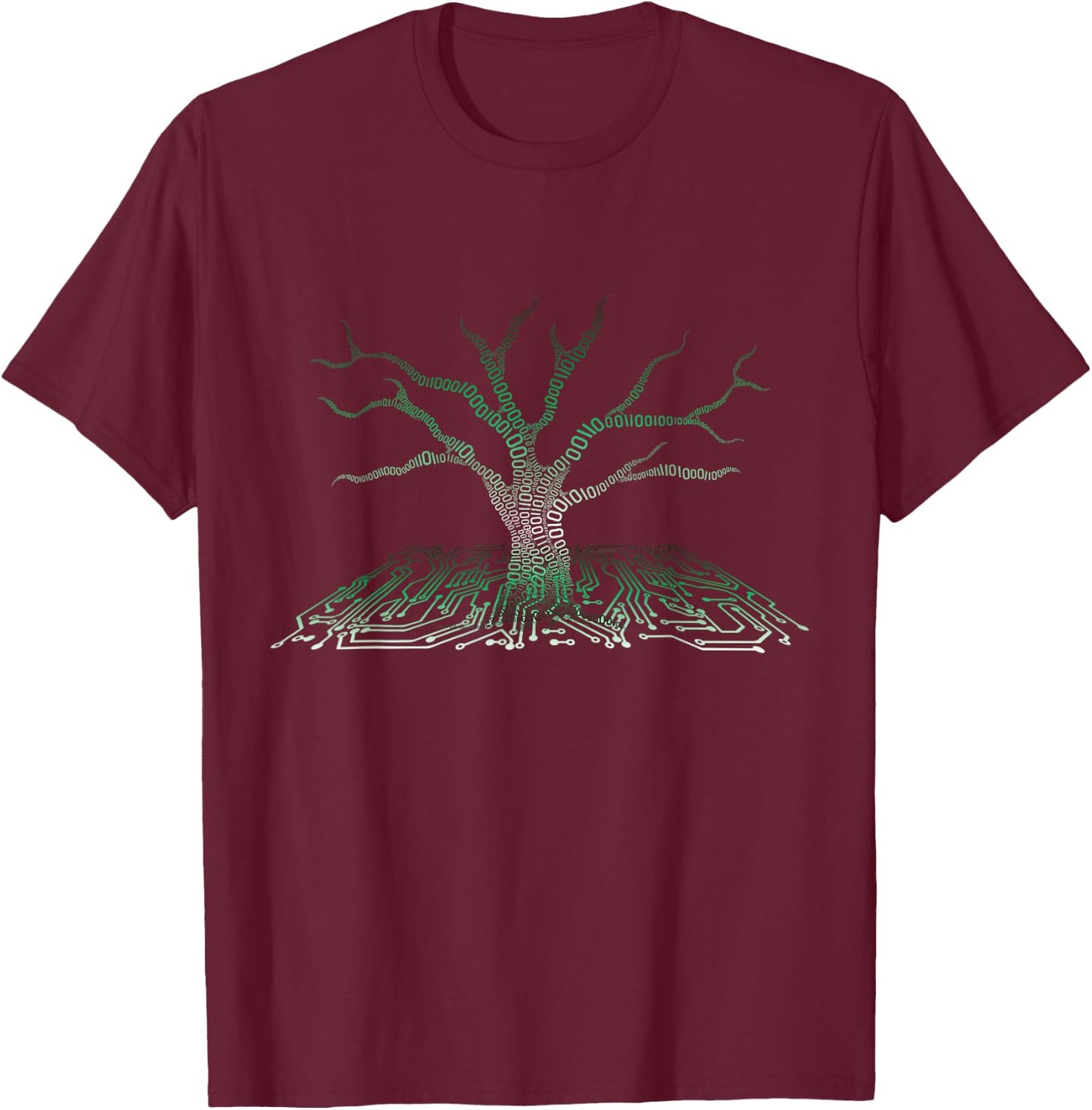 Programmer Gift - Binary Tree Computer Circuit Board T-Shirt - T-Shirt | Maroon