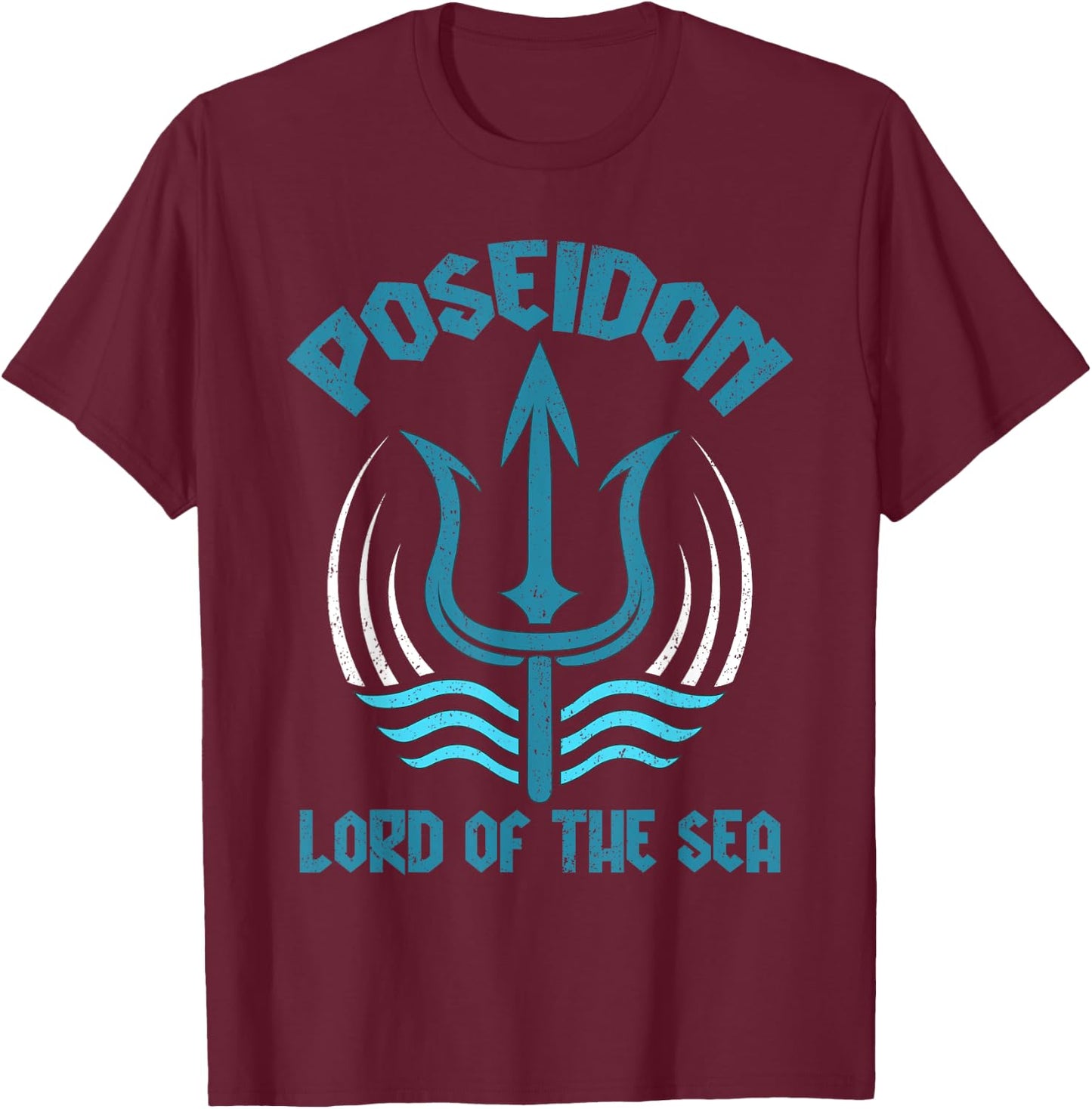 Poseidon Trident Shirt Lord of the Sea Greek God Symbol T-Shirt - T-Shirt | Maroon