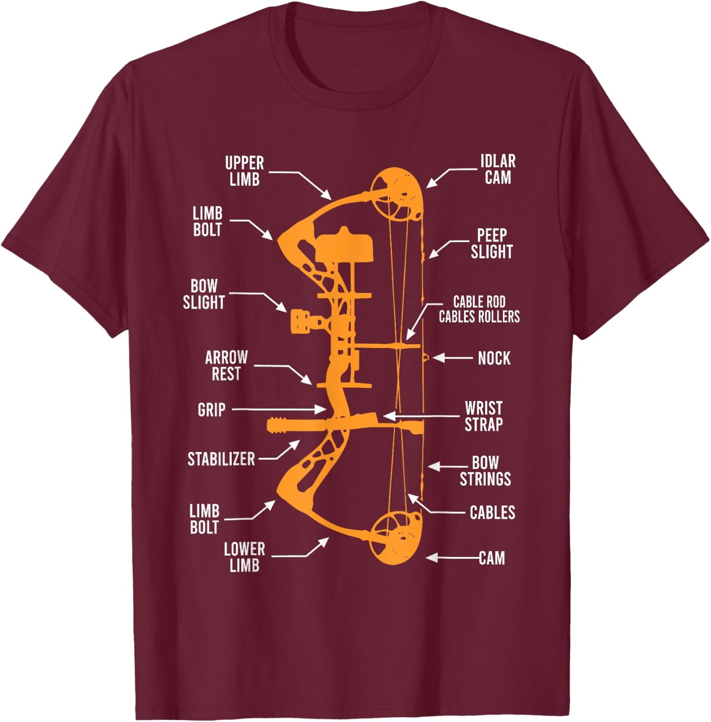 Anatomy of Archery Bow Hunting - Bowhunting T-Shirt - T-Shirt | Maroon