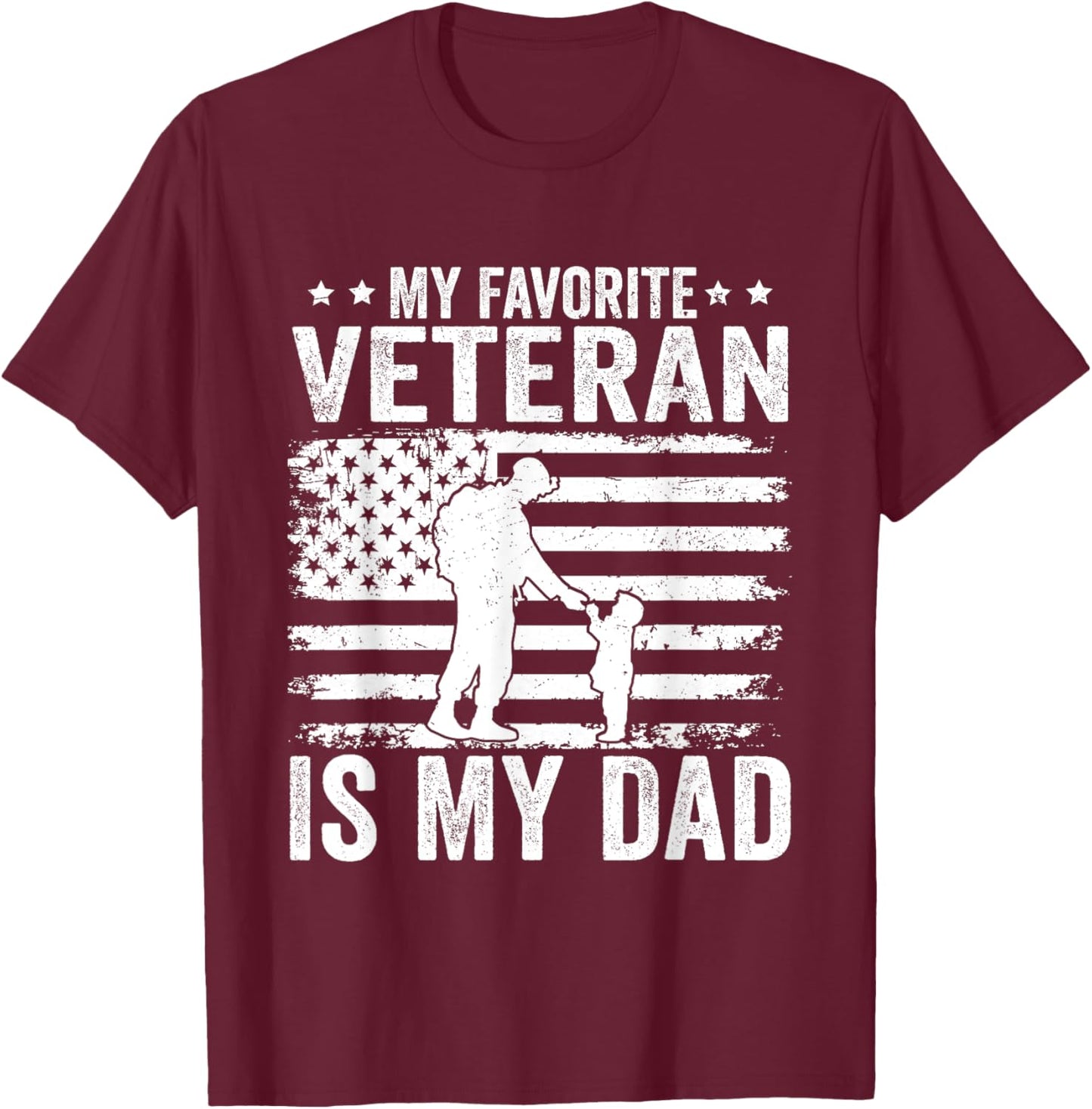 Father Veterans Day My Favorite Veteran Is My Dad for Kids T-Shirt - T-Shirt | Maroon