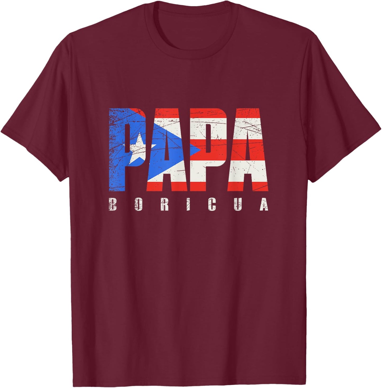 Puerto Rico Grandpa Papa Boricua, Puerto Rican Flag T-Shirt - T-Shirt | Maroon
