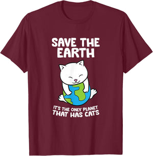 Cat Lovers Save Earth It's The Only Planet That Has Cats T-Shirt - T-Shirt | Maroon