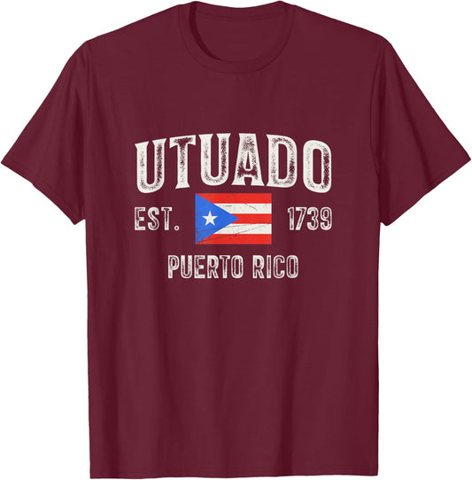 Utuado Puerto Rico 1739, Puerto Rico Flag T-Shirt - T-Shirt | Maroon