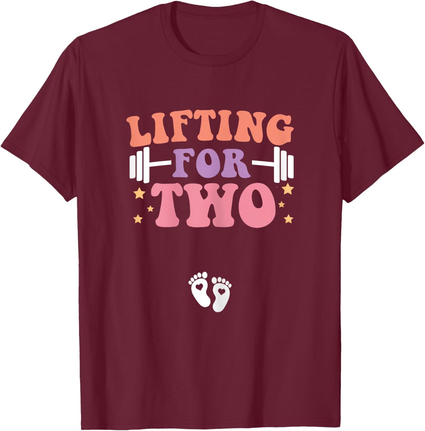 Lifting For Two Funny Pregnancy Gym Workout Expecting Mom T-Shirt - T-Shirt | Maroon