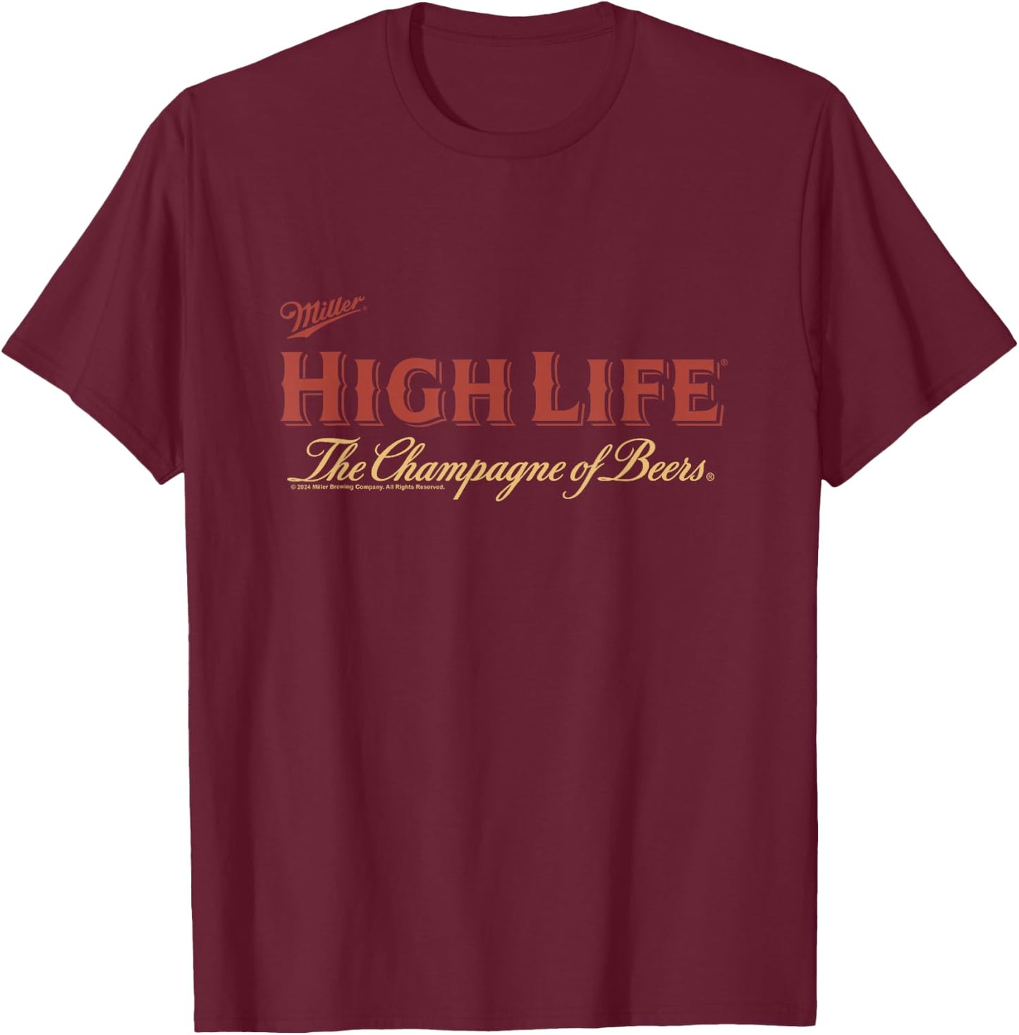 Miller High Life Champagne Of Beers Vintage T-Shirt - T-Shirt | Maroon