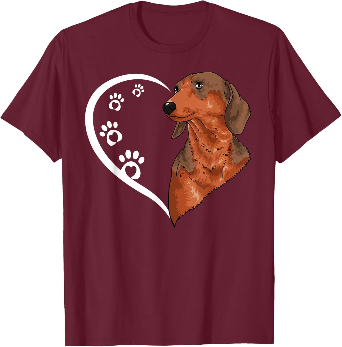 Dachshund Shirts Girls Kids Heart Cute Dachshund T-Shirt - T-Shirt | Maroon