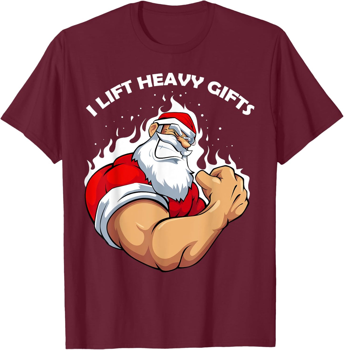 I Lift Heavy s Christmas Cool Santa Bodybuilding Workout T-Shirt - T-Shirt | Maroon