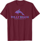 Folly Beach SC Colorful Dolphin Vacation Souvenir T-Shirt - T-Shirt | Maroon