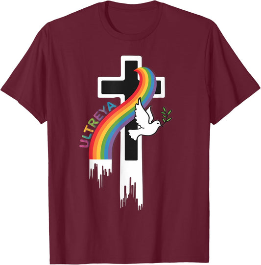 DeColores Cursillo Rainbow Rooster Catholic T-Shirt - T-Shirt | Maroon