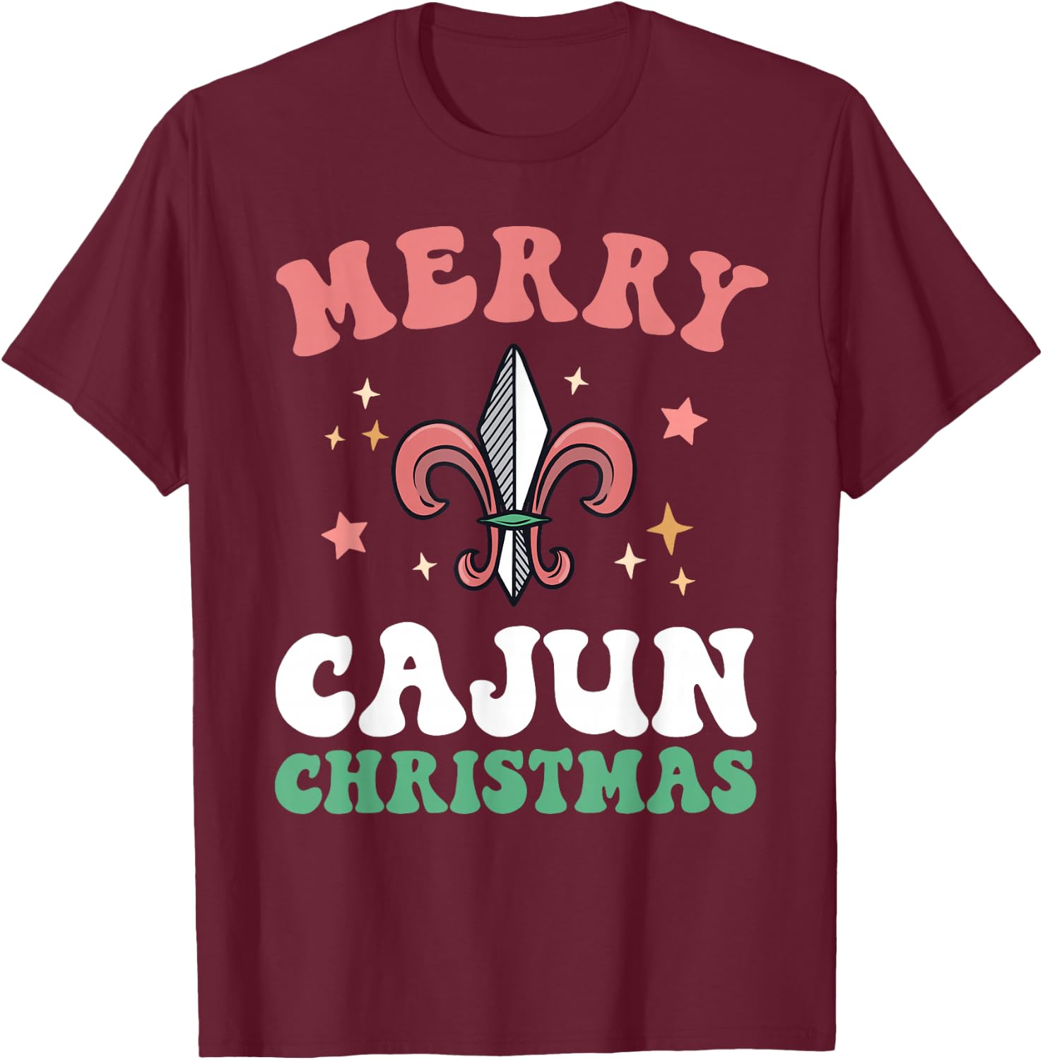 Merry Cajun Christmas Southern Louisiana Xmas New Orleans T-Shirt - T-Shirt | Maroon