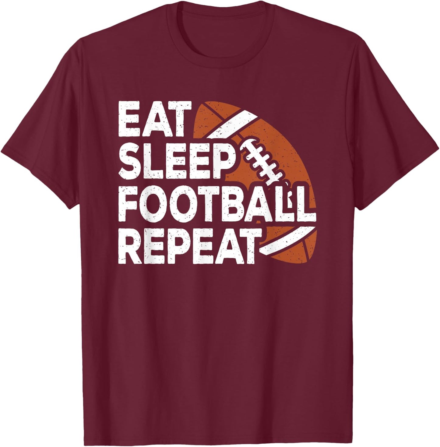 Eat Sleep Football Repeat American Football Men Boys Kids T-Shirt - T-Shirt | Maroon