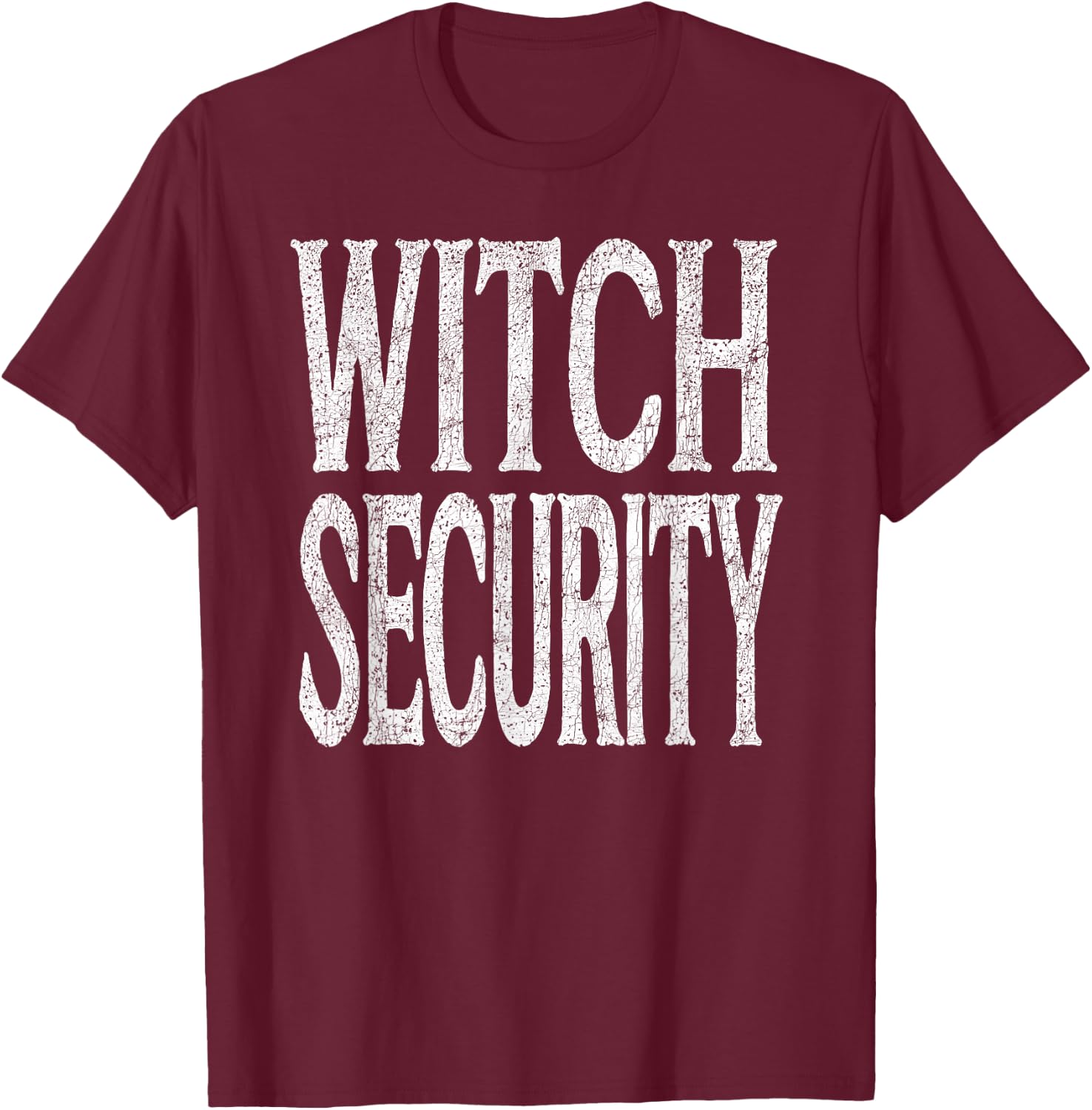 Witch Halloween Costumes -Adult Black Short Sleeve , Small, Witch Security T-Shirt - T-Shirt | Maroon
