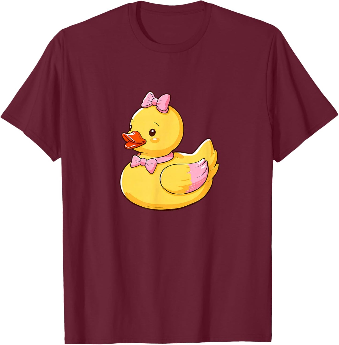 Quacktastic Duck Party Outfit Cute Girly Rubber Duckie Women Kids Black Cartoon Rubber Duck Themed Celebration Gift Summer Beach Holiday T-Shirt - T-Shirt | Maroon