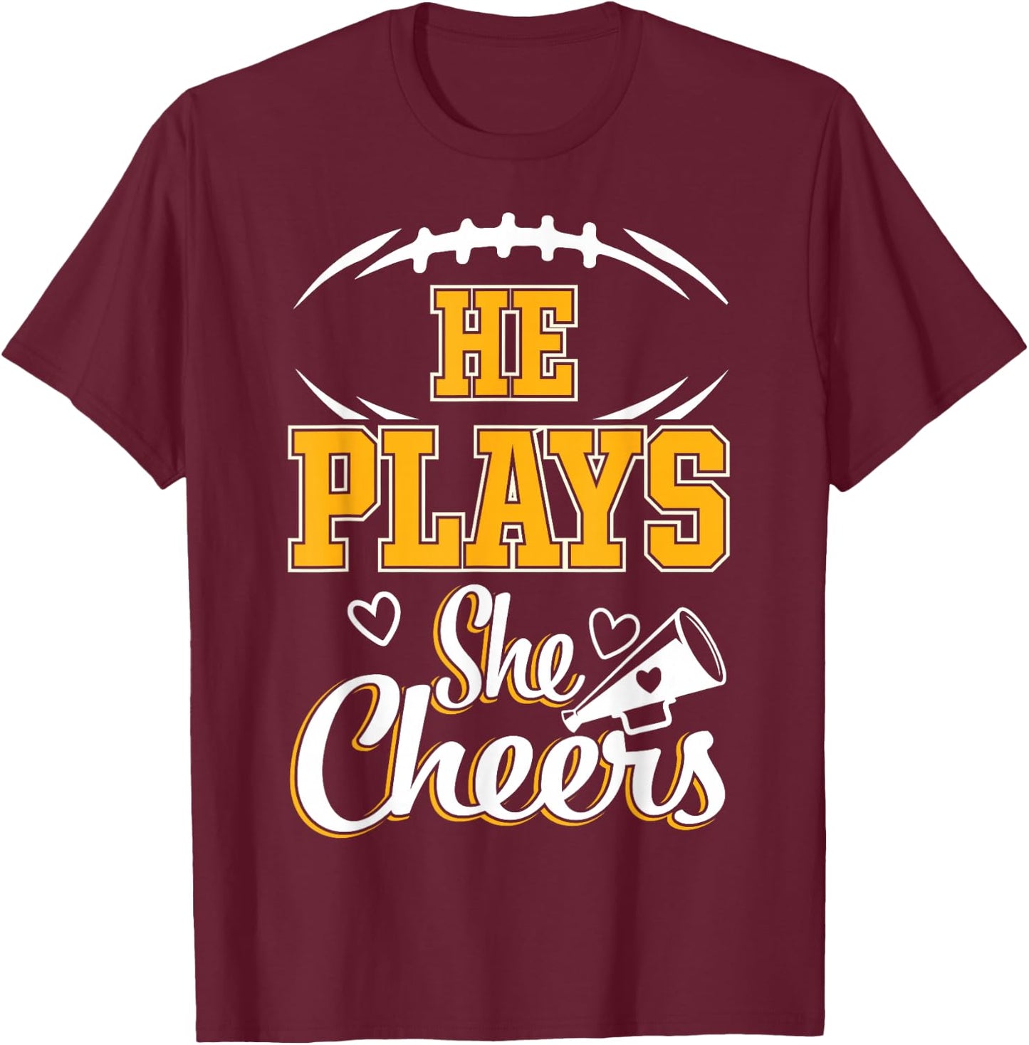Football and Cheer Mom Cheerleading Mother Football T-Shirt - T-Shirt | Maroon