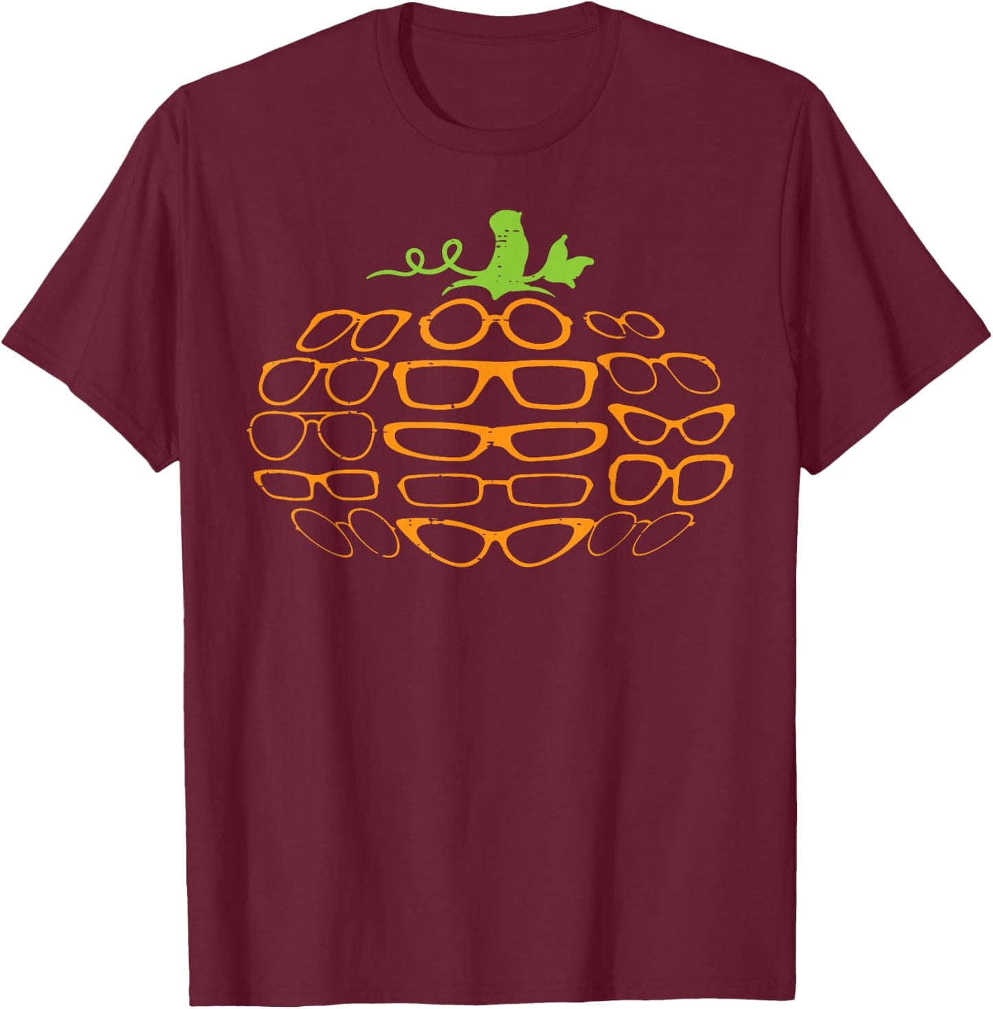Halloween Optometry Glasses Pumpkin Optician Men Women Kids T-Shirt - T-Shirt | Maroon