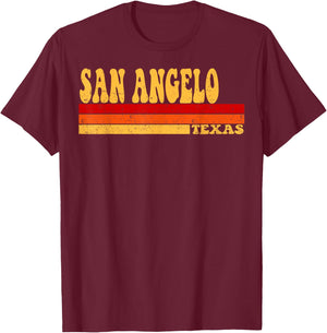 SAN ANGELO Texas City Vintage Roots Retro Design 70s 80s T-Shirt - T-Shirt | Maroon