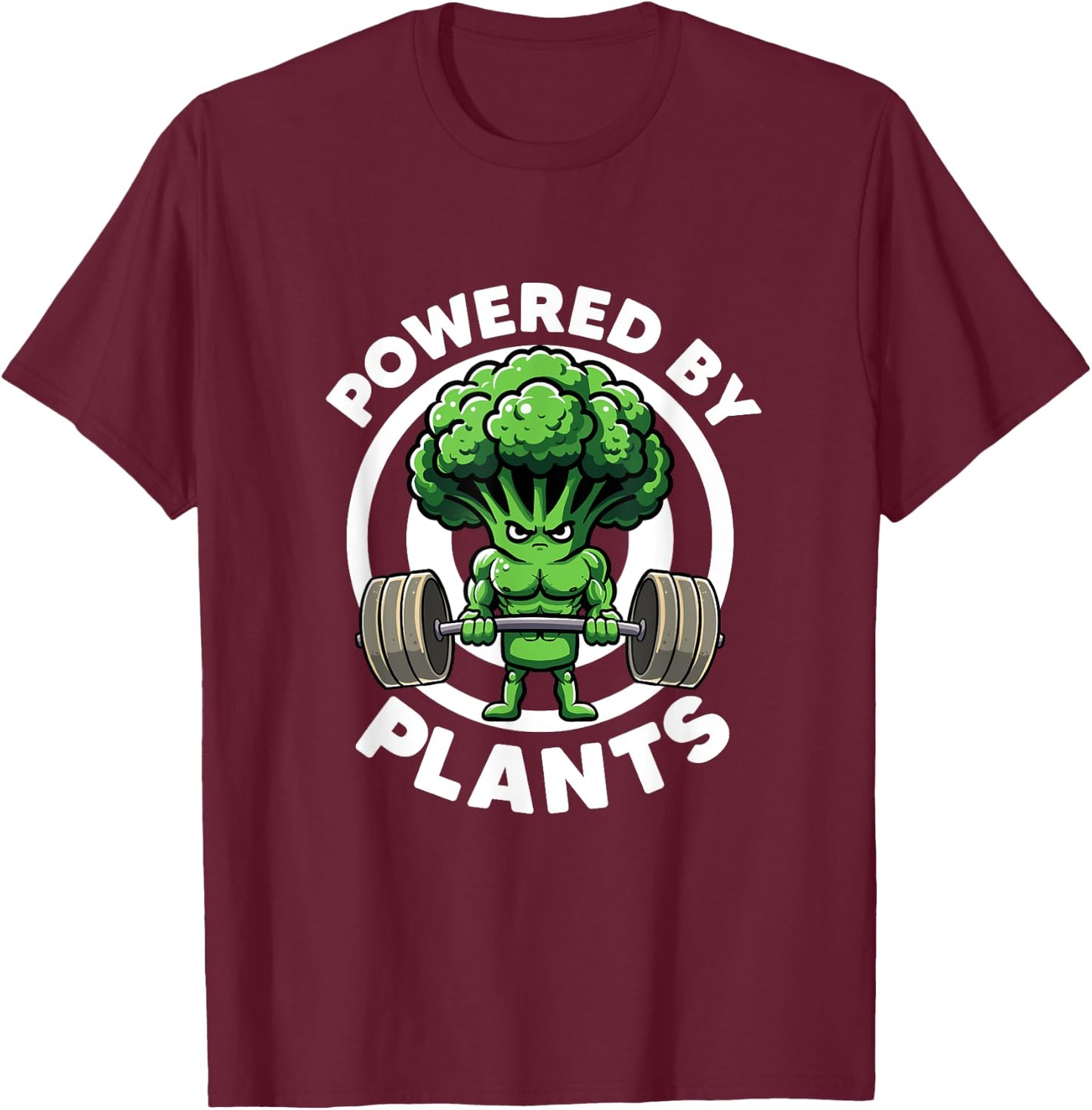 Powered By Plants Vegan Athlete Vegan Gym Vegan Bodybuilding T-Shirt - T-Shirt | Maroon