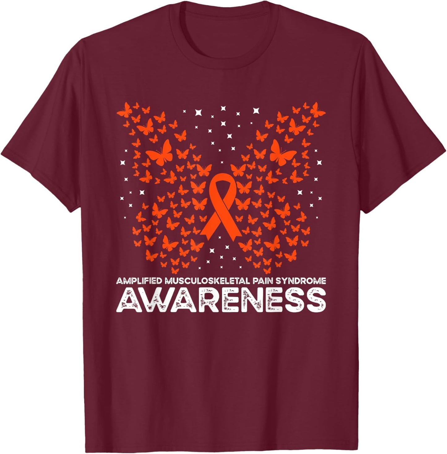 Amplified Musculoskeletal Pain Syndrome Butterfly AMPS T-Shirt - T-Shirt | Maroon