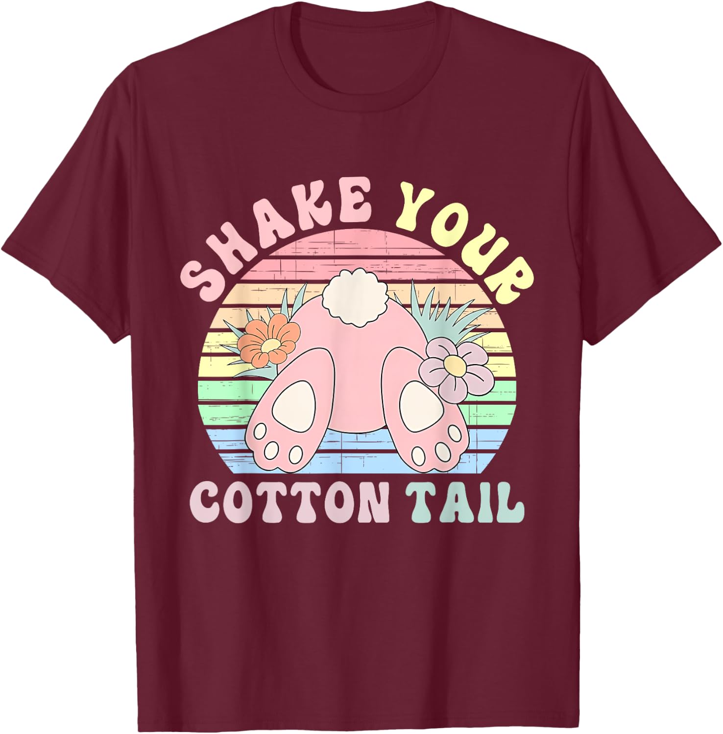 Shake Your Cotton Tail Cute Vintage Design T-Shirt - T-Shirt | Maroon