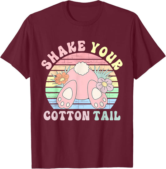 Shake Your Cotton Tail Cute Vintage Design T-Shirt - T-Shirt | Maroon