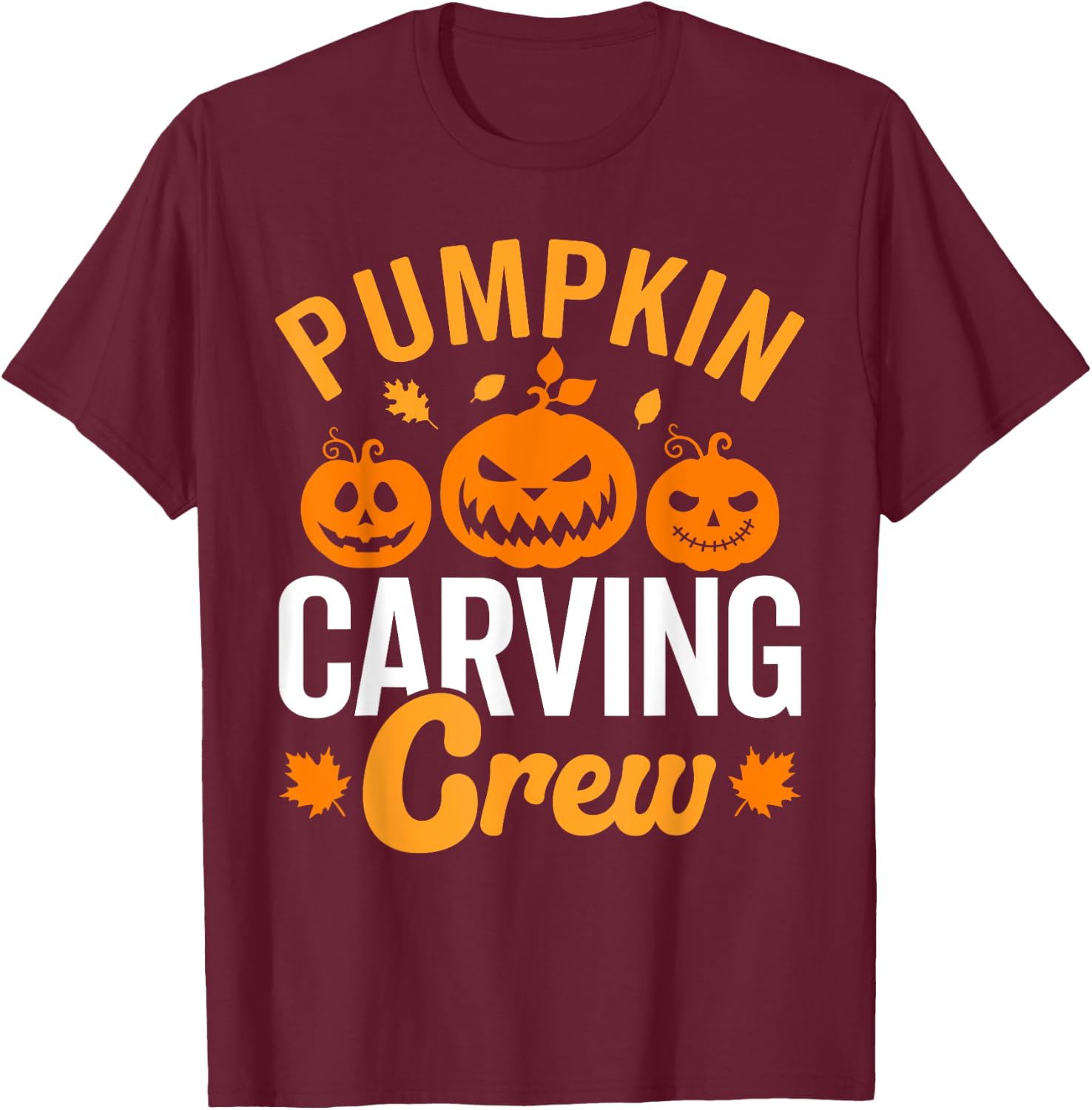 Pumpkin carving crew, family matching pumpkin head Halloween T-Shirt - T-Shirt | Maroon