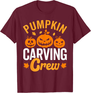 Pumpkin carving crew, family matching pumpkin head Halloween T-Shirt - T-Shirt | Maroon