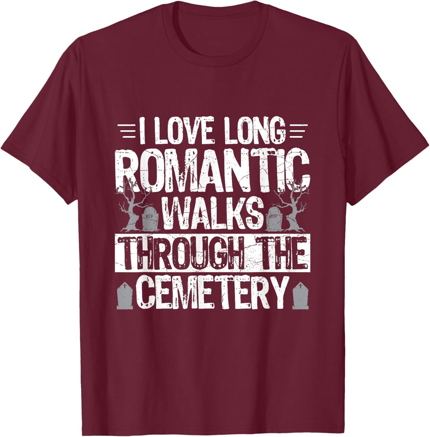 Graveyard Design for a Cemetery Tour Guide T-Shirt - T-Shirt | Maroon