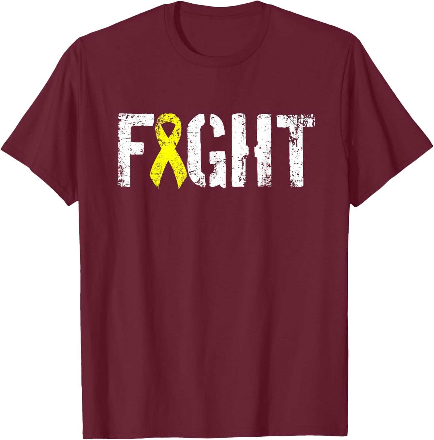 Fight Sarcoma - Bone Cancer Awareness Yellow Ribbon T-Shirt - T-Shirt | Maroon