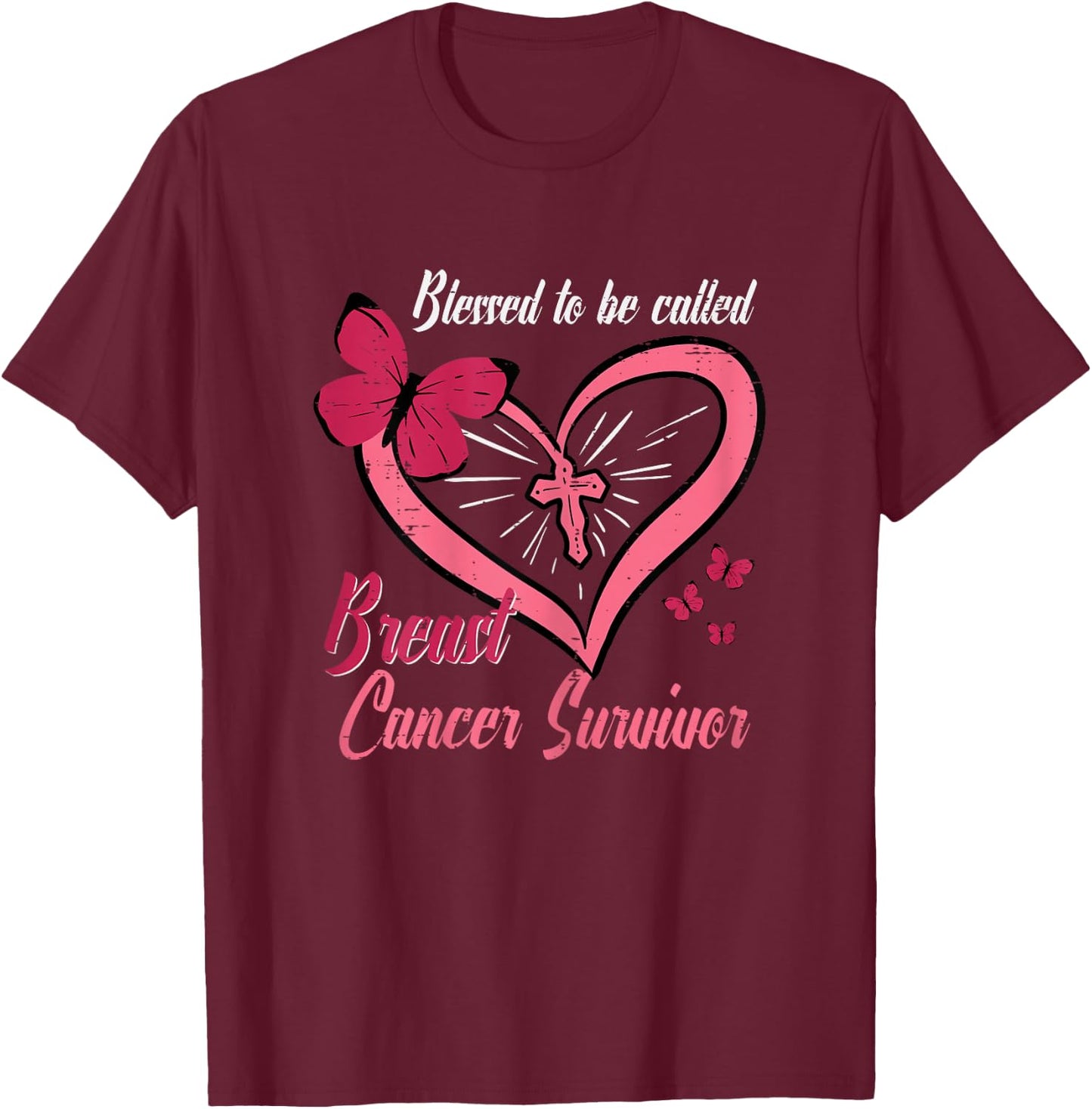 Blessed To Be Called Breast Cancer Survivor Christian Women T-Shirt - T-Shirt | Maroon