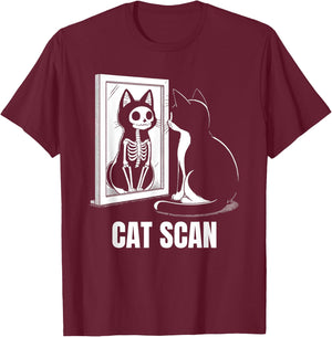 Cat Scan X-RAY Cat Funny Cat Skeleton T-Shirt - T-Shirt | Maroon
