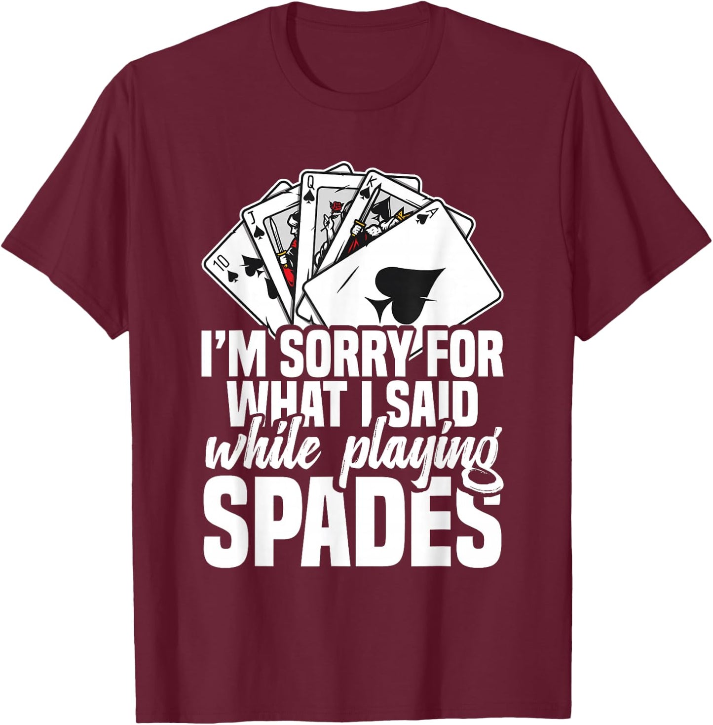 Spades Game Lover Clothing & Spades Set -Adults, -Kids Black Small Modern Sporty Short Sleeve Spades Card Game T-Shirt - T-Shirt | Maroon
