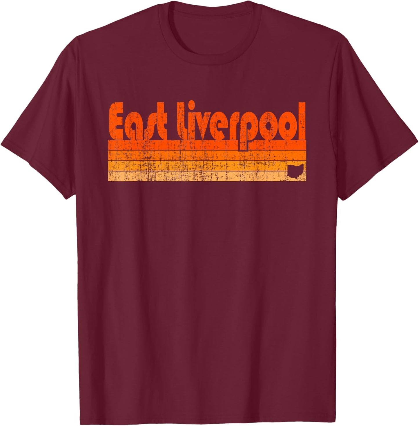 East Liverpool, Ohio Retro 80s Style T-Shirt - T-Shirt | Maroon
