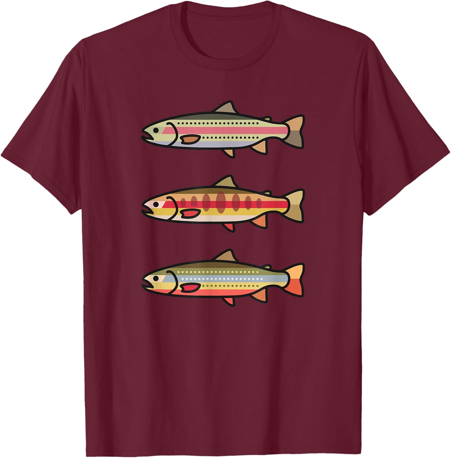 Rainbow Golden Brook Trout Fishing Gift Anglers T-Shirt - T-Shirt | Maroon