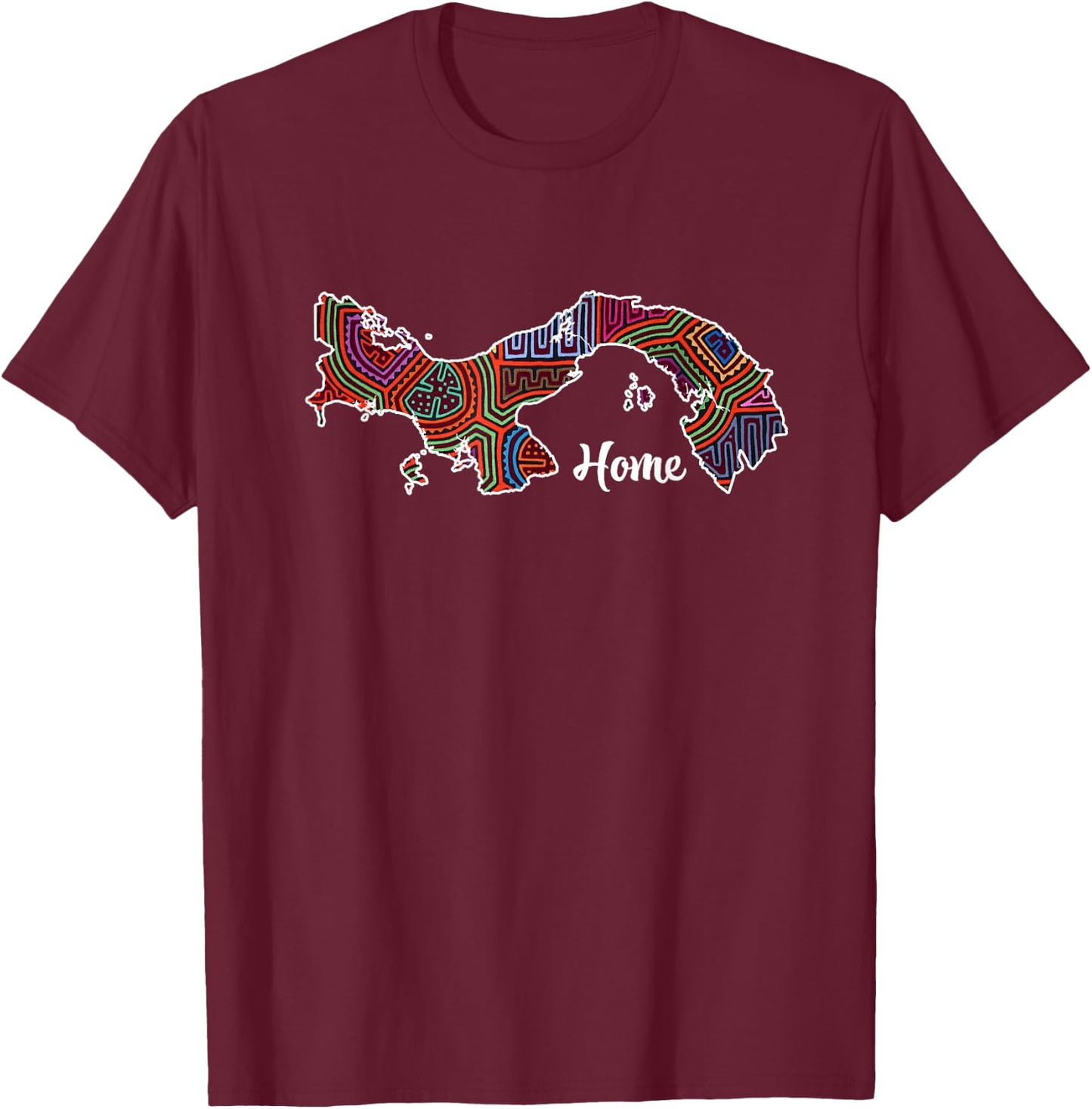 Panama home - Mola Guna art T-Shirt - T-Shirt | Maroon