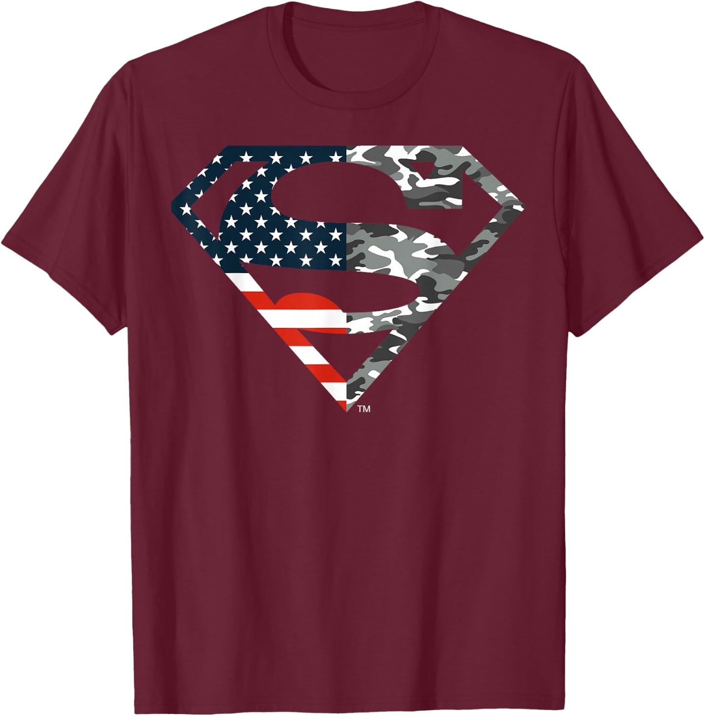 DC Comics Superman American Flag Camo Logo T-Shirt - T-Shirt | Maroon