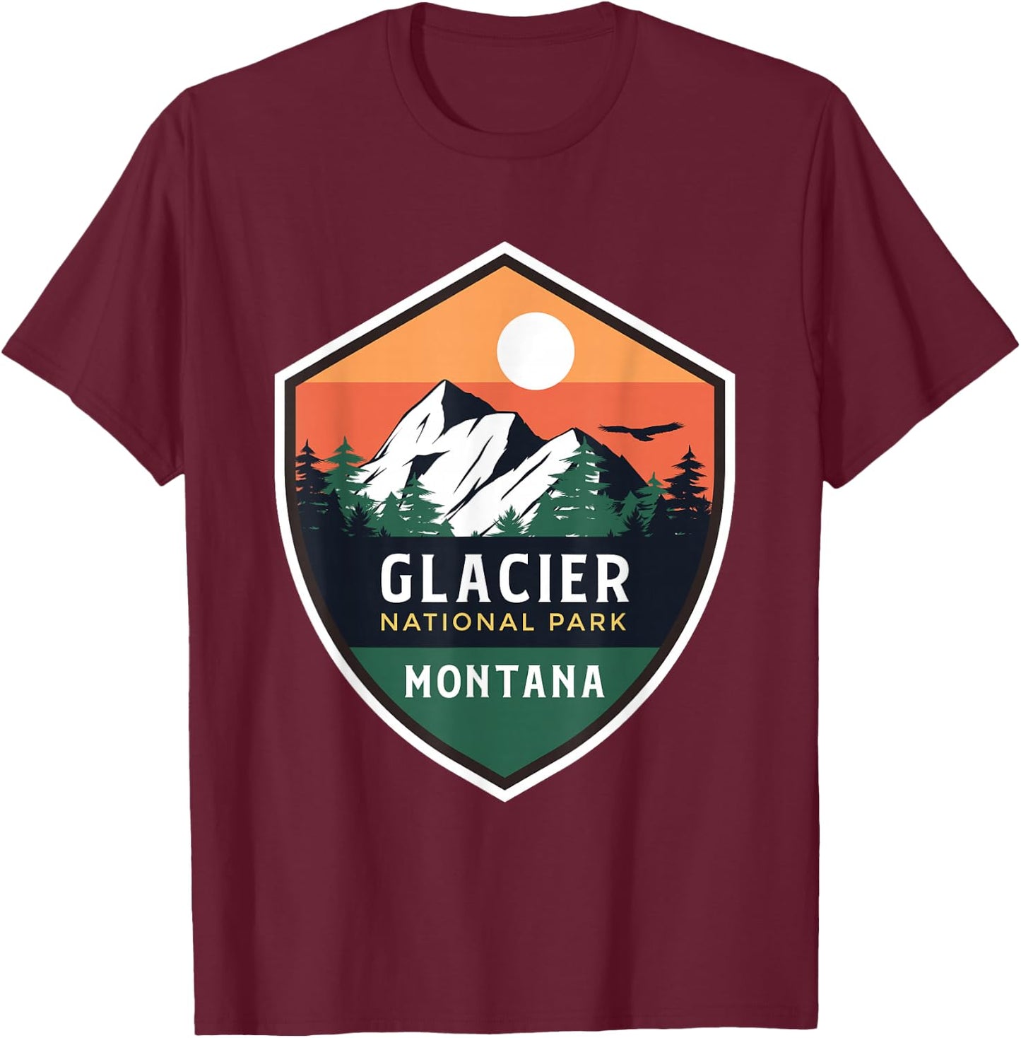 Glacier National Park Shirt Vintage Glacier Park Shirt Camp T-Shirt - T-Shirt | Maroon