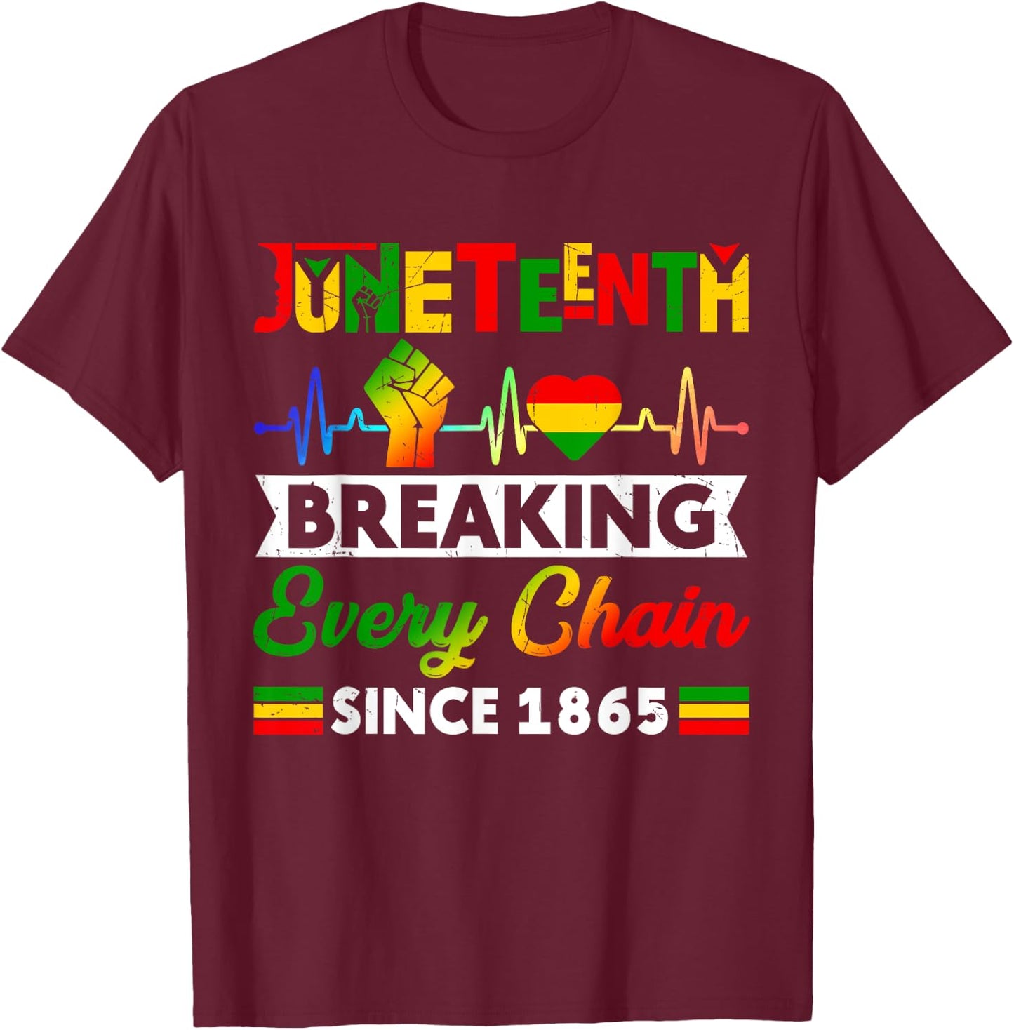 Breaking Every Chain Since 1865 Juneteenth Black History T-Shirt - T-Shirt | Maroon