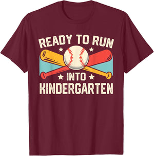 Ready To Run Into Kindergarten Baseball First Day Of School T-Shirt - T-Shirt | Maroon