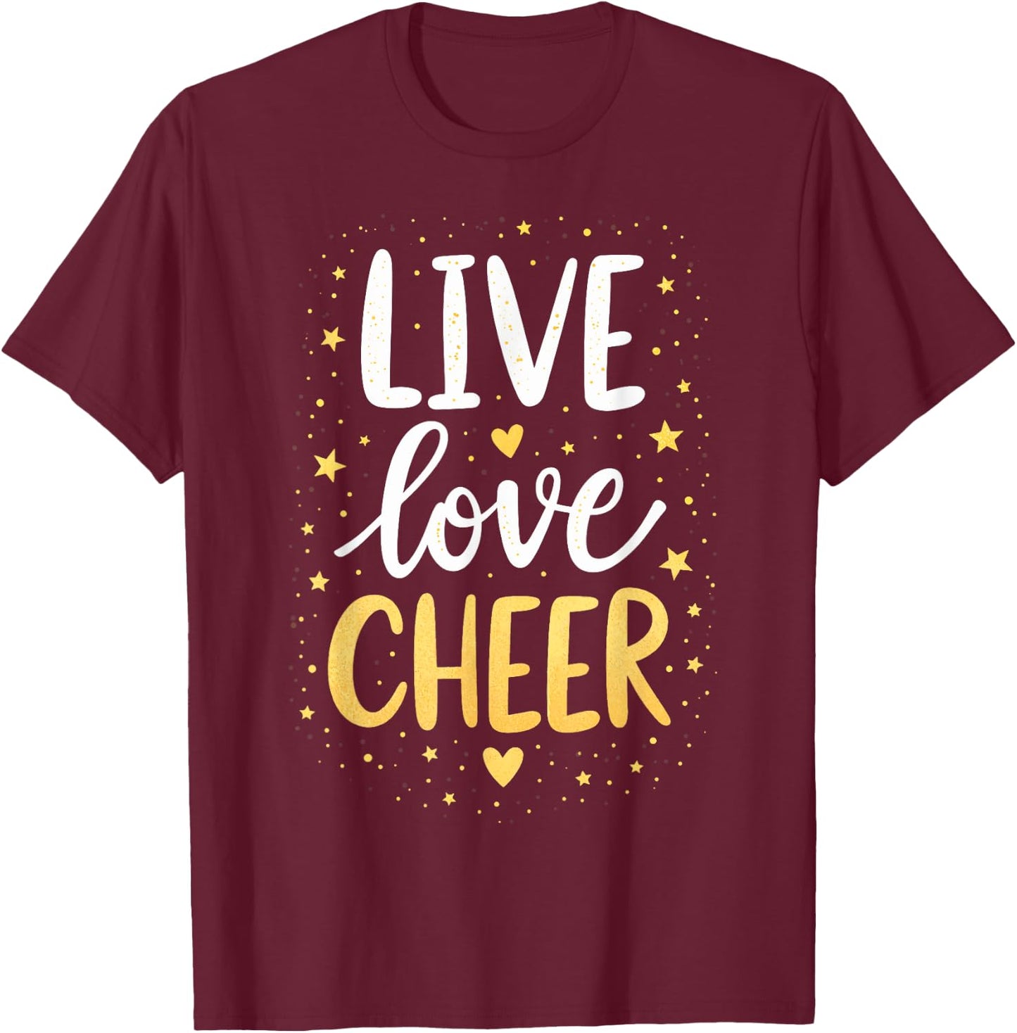 Live Love Cheer Shirt Cheerleading Girl Women Cheerleader T-Shirt - T-Shirt | Maroon