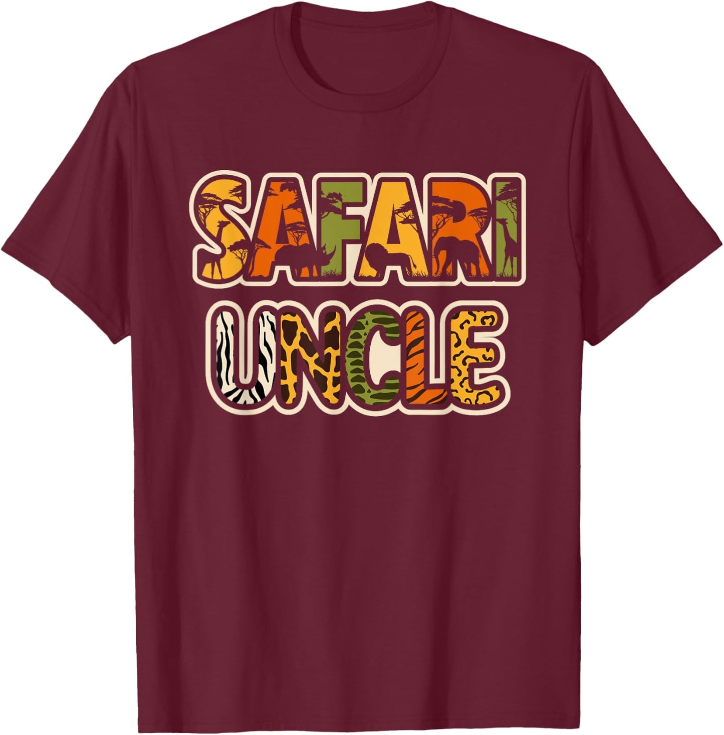 Safari Uncle Safari Costume Safari Outfit Men African Safari T-Shirt - T-Shirt | Maroon