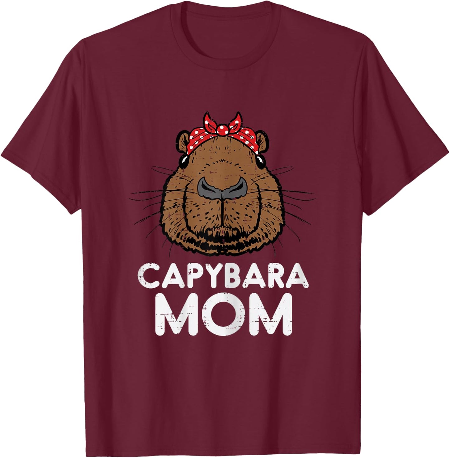 Capybara Mom Face Bandana Cute Capy Mama Mommy Rodent Women T-Shirt - T-Shirt | Maroon