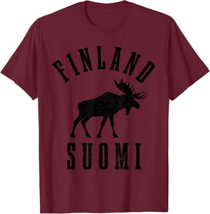 Finland Suomi Moose Finnish Finn Sisu Souvenir Vintage T-Shirt - T-Shirt | Maroon