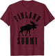 Finland Suomi Moose Finnish Finn Sisu Souvenir Vintage T-Shirt - T-Shirt | Maroon
