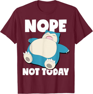 Pokémon - Snorlax Sleeping Nope Not Today T-Shirt - T-Shirt | Maroon