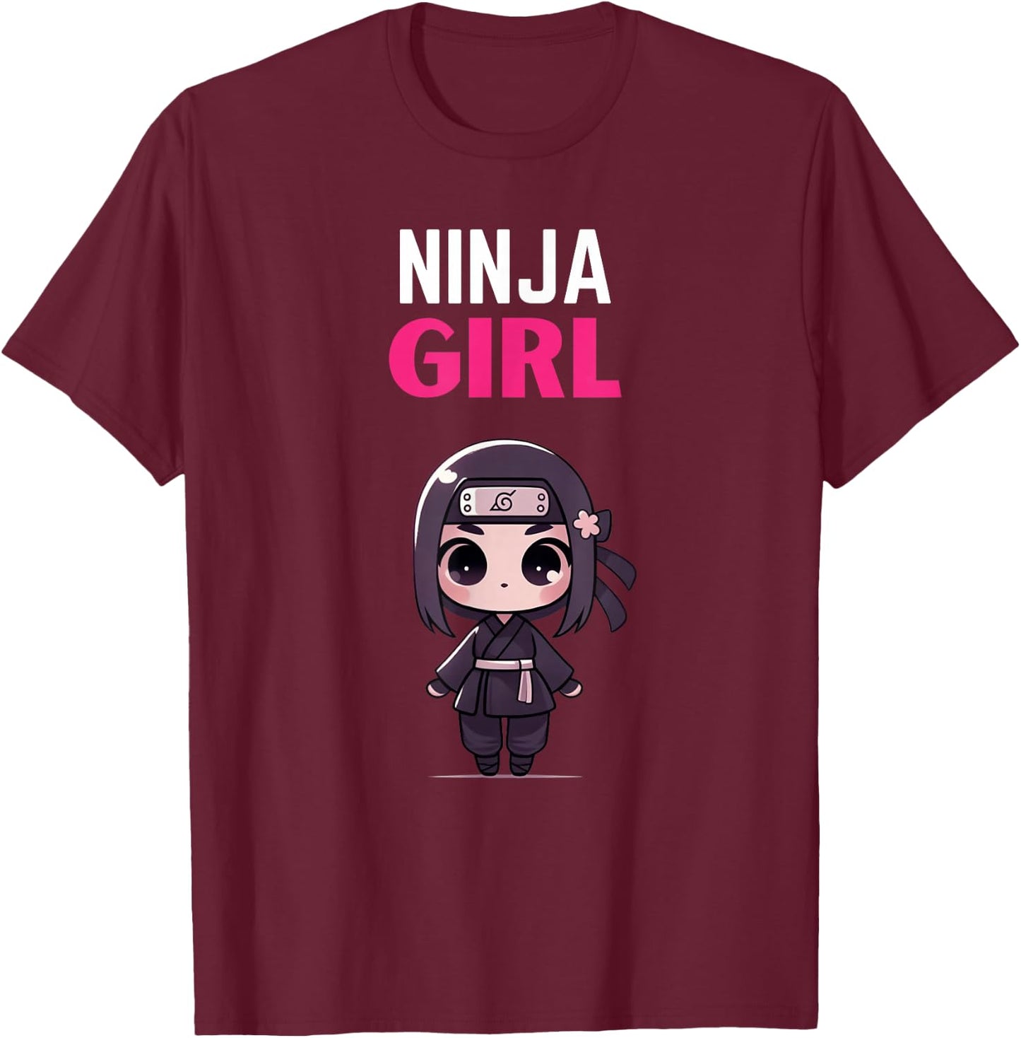 Birthday Ninja Girl Cute Kids Ninja T-Shirt - T-Shirt | Maroon