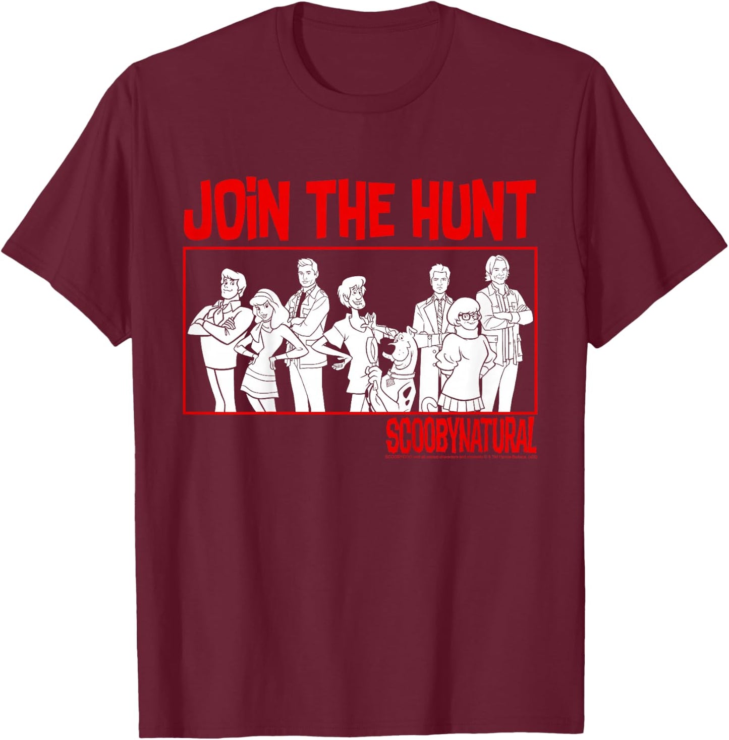 Kids Scooby-Doo Scoobynatural Join The Hunt Group Shot Line Up T-Shirt - T-Shirt | Maroon