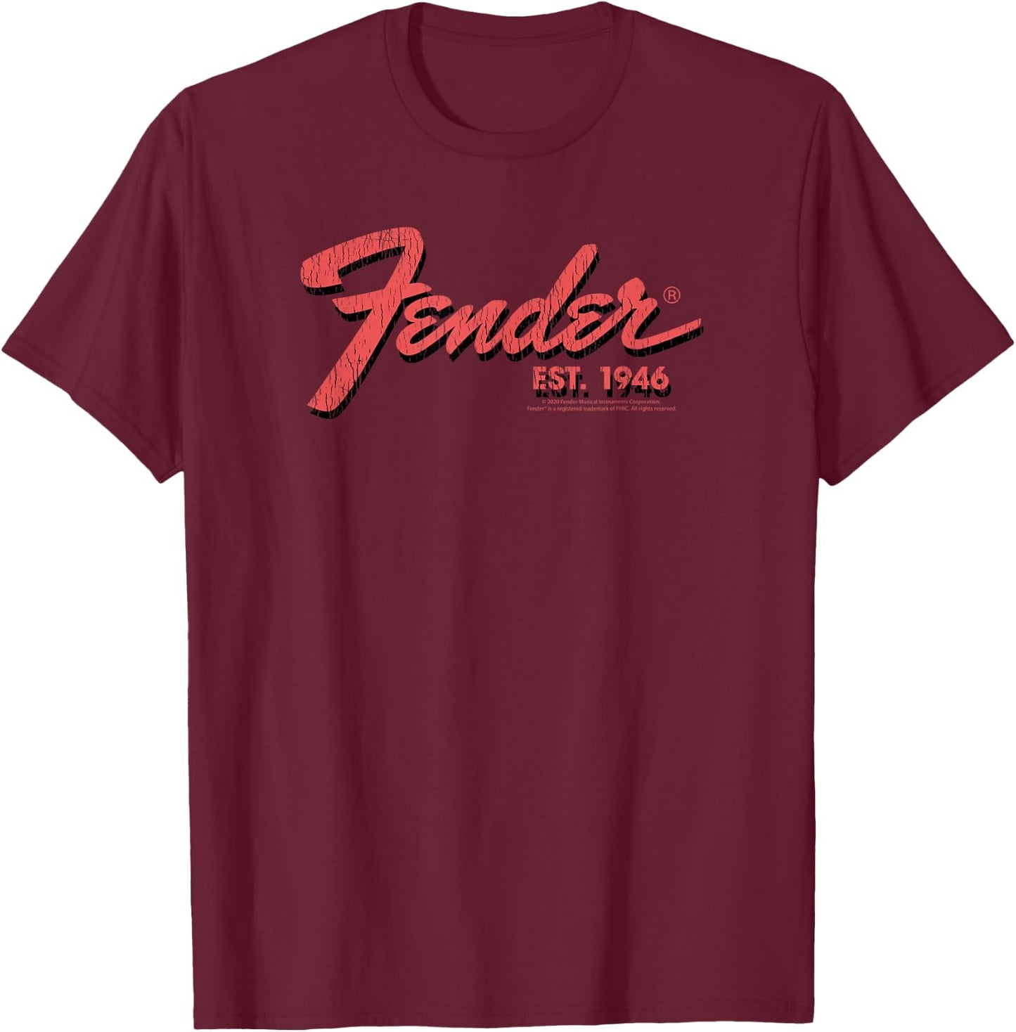 Fender Est. 1946 Classic Centered Logo T-Shirt - T-Shirt | Maroon